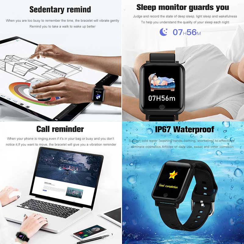 F29 HD Smart Watch with Temperature Heart Rate Blood Oxygen Monitor-Blue