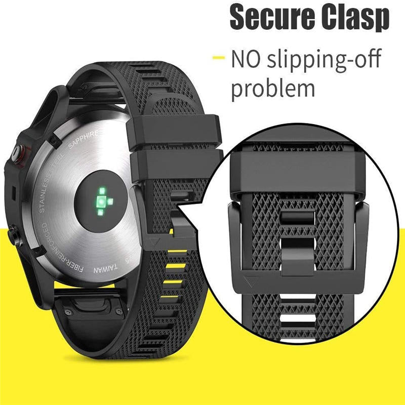 Smart Watch Band For Garmin Fenix 5/5Plus/6/6 Pro Forerunner 935/945 Quick Release Silicone Strap Black Steel Buckle-Sapphire