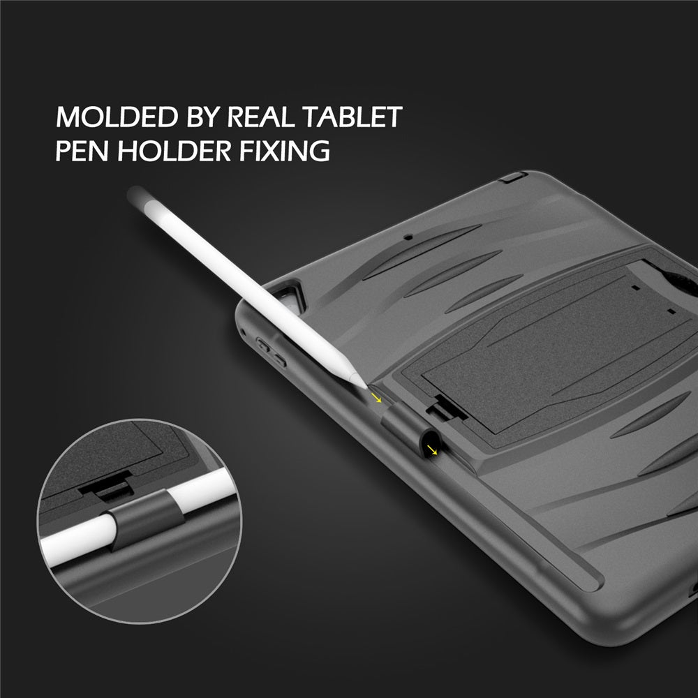 Shock Wave Kickstand Case Anti-Fall Protection With Pencil Holder For 9.7inch iPad 5/iPad 6/iPad Air2/iPad Pro9.7-Black