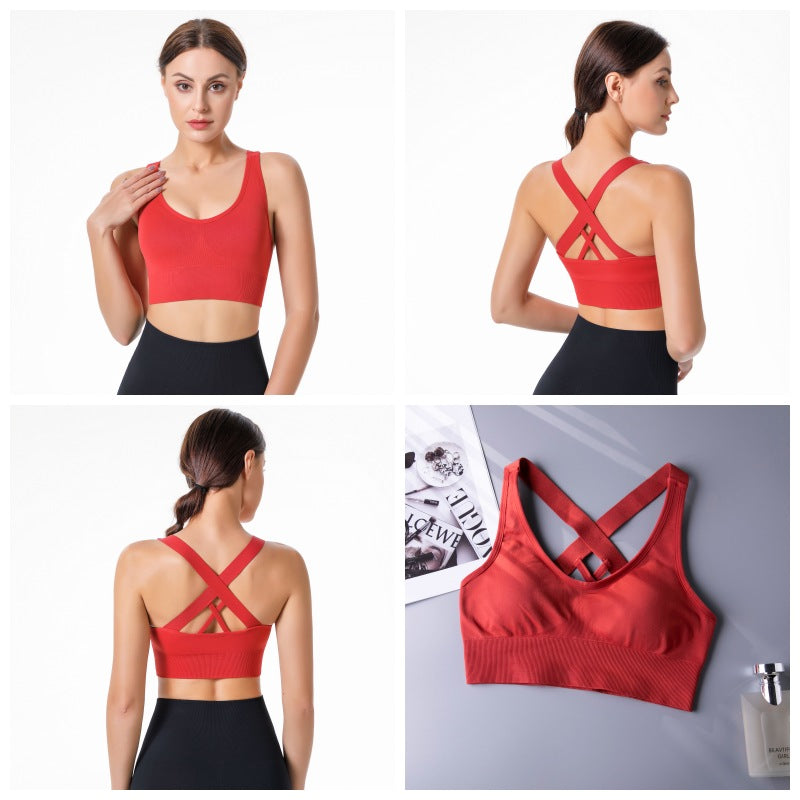 2 Pcs High Impact Sports Bra Medium Support Quick Dry Athletic Vest-Set2