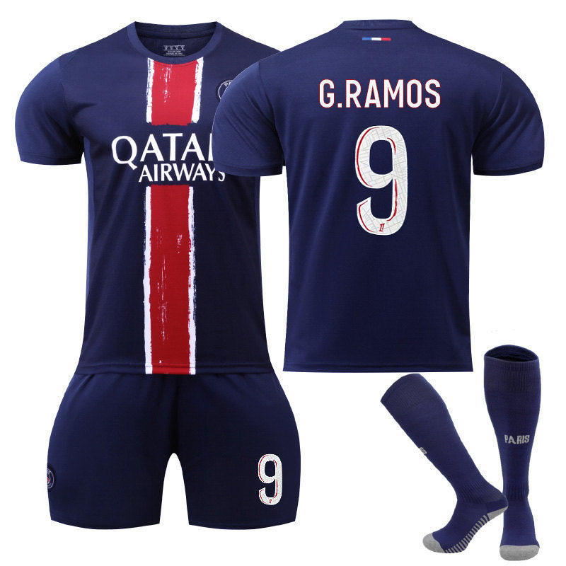 G.RAMOS #9 Paris Club Home Jersey Soccer Jersey Kit Football T-shirt Set for Adult Kids