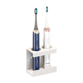 Wall Mounted Electric Toothbrush Holder 2 Slots with Diatomite Dish-White