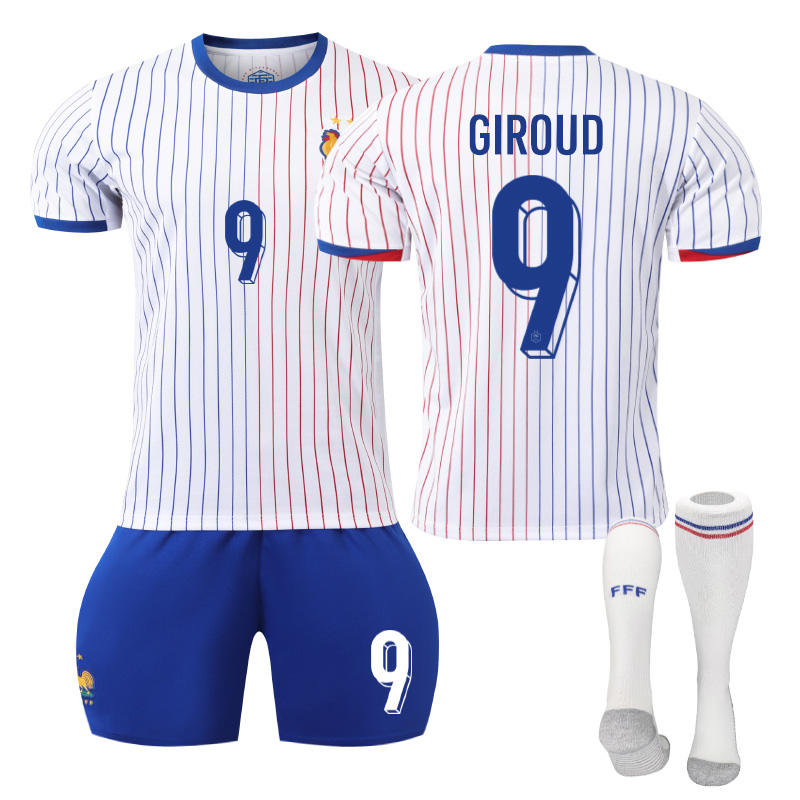 GIROUD #9 French Away Jersey Soccer Jersey Kit Football T-shirt Set for Adult Kids