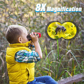 Kids Binoculars 8x21 Compact Waterproof for Age 3-12 Explore Nature-Red