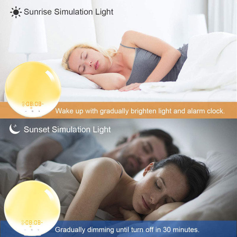 Sunrise Alarm Clock with 7 Colors Light FM Radio for Heavy Sleepers