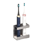 Wall Mounted Electric Toothbrush Holder 2 Slots with Diatomite Dish-Grey