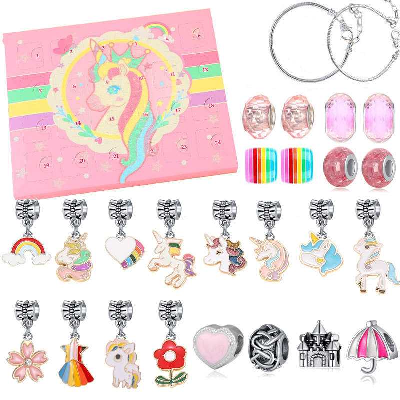 Unicorn Bracelet Making Kit Includes 24 Charms and 2 Chains for Girls