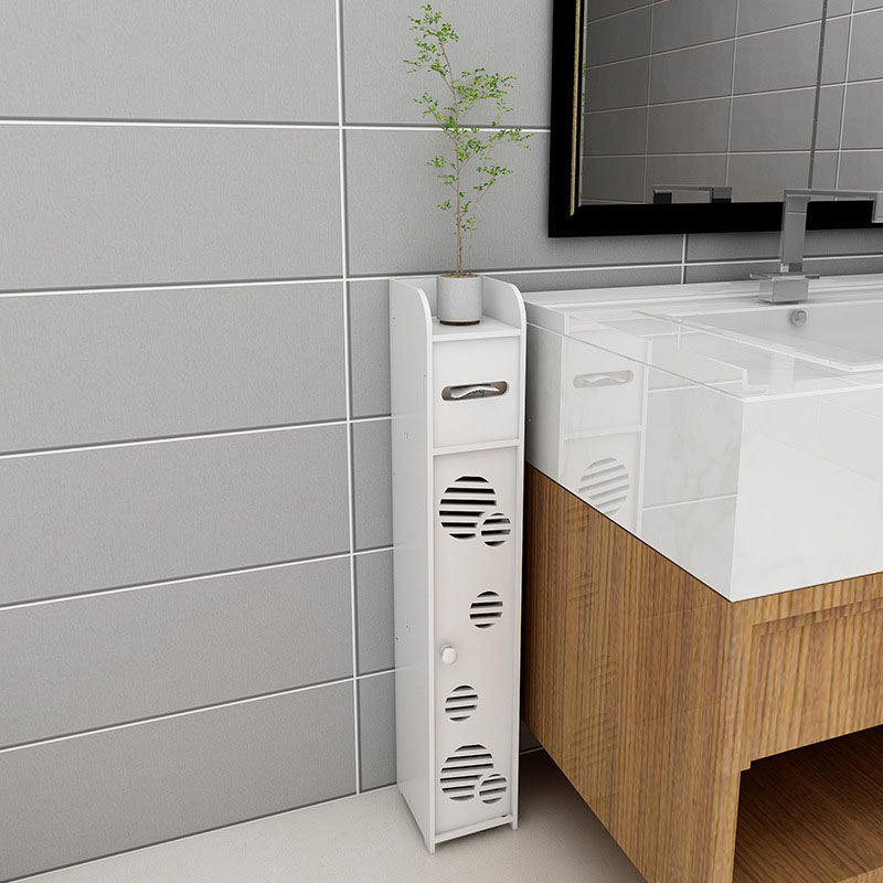 Narrow Storage Cabinet for Bathroom with Doors Dustpoof Waterproof