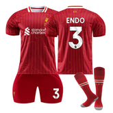 ENDO #3 Liverpool Club Home Jersey Soccer Jersey Kit Football T-shirt Set for Adult Kids