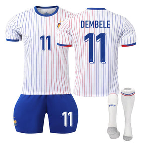 DEMBELE #11 French Away Jersey Soccer Jersey Kit Football T-shirt Set for Adult Kids