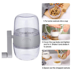 Portable Nut Grinder Hand Crank Food Shredder for All Nuts Kitchen Tool-Grey