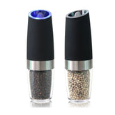 Gravity Electric Salt and Pepper Grinder Set with Adjustable Automatic Pepper and Salt Mill -black two -piece suit