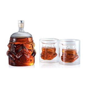 Transparent Creative Whiskey Decanter Set with 2 Glasses Whiskey Carafe for Wine Scotch /Bourbon/Vodk/Liquor - 750ML