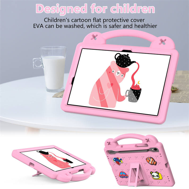 Portable Tablet Case with Handle Stand for Samsung Galaxy A9 Plus-Pink