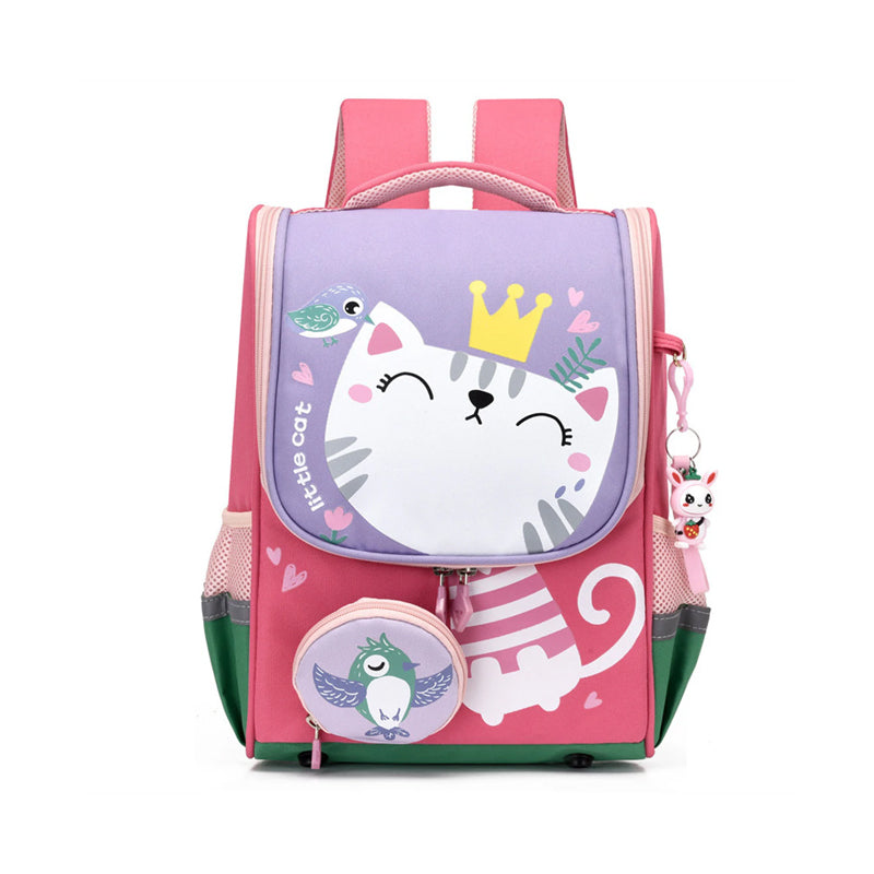 Kids Cartoon Cat Printed Backpack Travel School Bag Boys Girls Rucksack