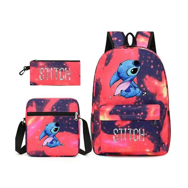 Cute Backpack Students Kid's Schoolbag Shoulder Bag Pen Bag Three Piece Set -Red