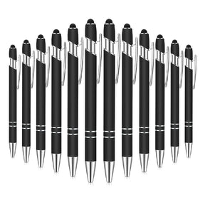 12 Pcs Ballpoint Pen with Stylus Tip 1.0 mm Black Metal Pen Stylus Pen