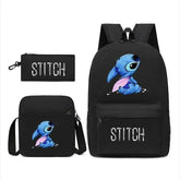 Cute Backpack Students Kid's Schoolbag Shoulder Bag Pen Bag Three Piece Set -Balck