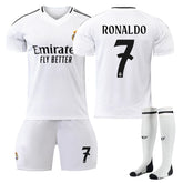 RONALDO #7 Real Madrid Club Home Jersey Soccer Jersey Kit Football T-shirt Set for Adult Kids