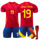 LAMINE YAMAL #19 Spain Home Jersey Soccer Jersey Kit Football T-shirt Set for Adult Kids