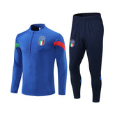 Soccer Suit Football Training Suit with Long Sleeves Half Zipper for Kids Adult-ColorfullBlue