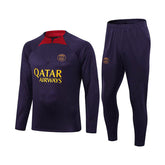 Paris Soccer Suit Football Training Suit with Long Sleeves Half Zipper for Kids Adult-Purple