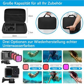 Accessory Set Kit Bundle for GoPro Hero 12 11 10 9 Black Waterproof Protective Case Housing Snorkelling Accessory Bicycle Mount Selfie Bar Head Strap