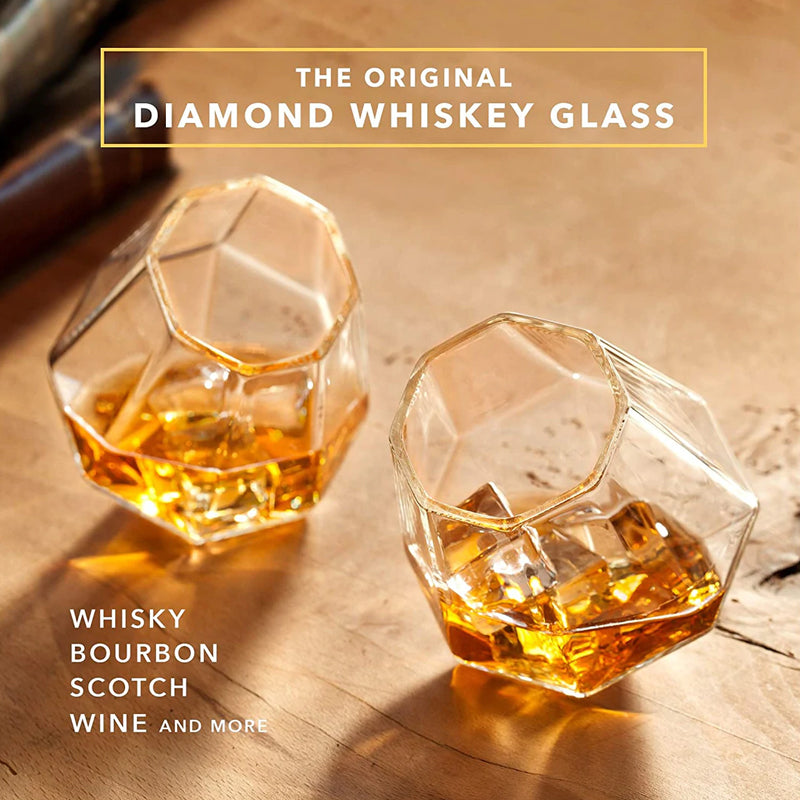 Diamond Whiskey Glasses 10-Ounce Set of 2