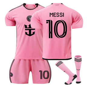 MESSI #10 Miami Club Home Soccer Jersey Kit Football T-shirt Set for Adult Kids