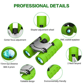 Binoculars 8x21 High Resolution Compact for 3-12 Years Kids Camping-Black
