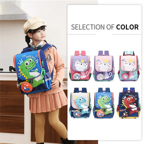 Kids Cartoon Cat Printed Backpack Travel School Bag Boys Girls Rucksack