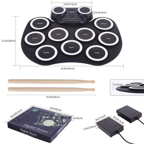 9 Pad Electronic Roll Up Drum Kit Flashing Bluetooth Electric Hand Roll Drum AU