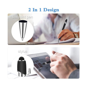 12 Pcs Ballpoint Pen with Stylus Tip 1.0 mm Black Metal Pen Stylus Pen