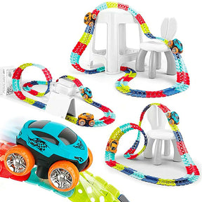 Changeable Track with LED Light Race Car Flexible Electric Bendable Car Toy-Style 3