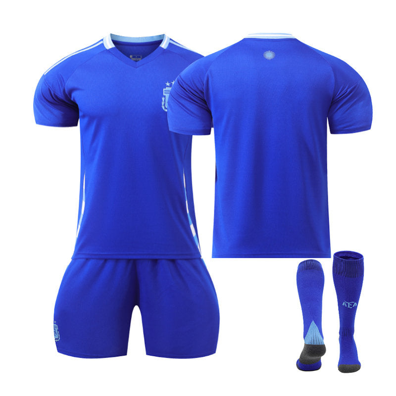 Argentina Away Jersey Soccer Jersey Kit Football T-shirt Set for Adult Kids