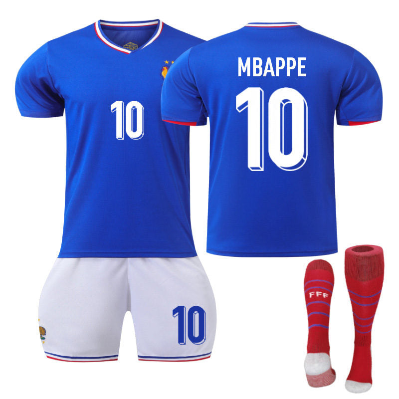 MBAPPE #10 French Home Jersey Soccer Jersey Kit Football T-shirt Set for Adult Kids