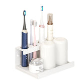Electric Toothbrush Holder Self Adhesive 4 Slots with Diatomite Dish-White