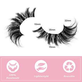 False Eyelashes Fluffy Faux Mink Lashes Fox Eye Curled Lashes 7 Pairs Pack-HYL19