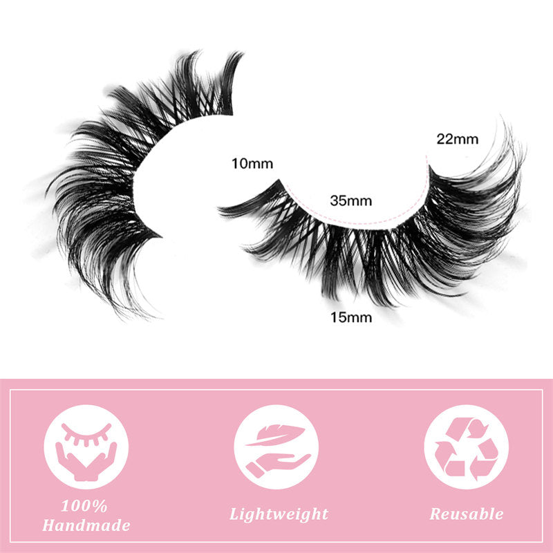 False Eyelashes Fluffy Faux Mink Lashes Fox Eye Curled Lashes 7 Pairs Pack-HYL19