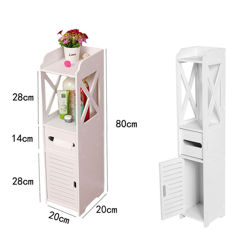 Storage Cabinet Floor Standing with Tissue Holder for Bathroom Office