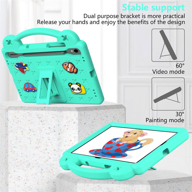 Portable Tablet Case with Handle Stand for Samsung Galaxy A9 Plus-MintGreen