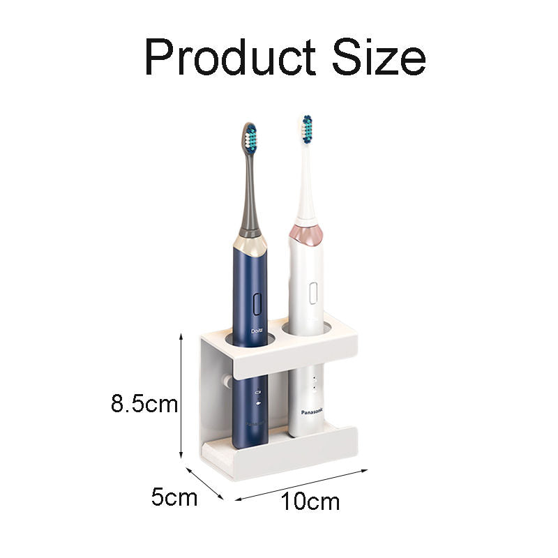 Wall Mounted Electric Toothbrush Holder 2 Slots with Diatomite Dish-White