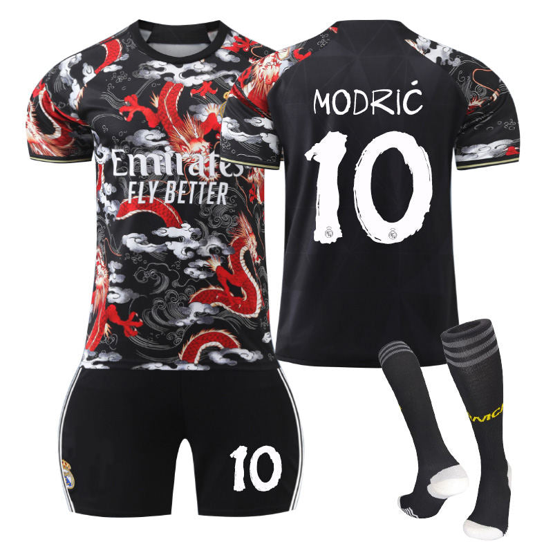 MODRIC #10 Dragon Pattern Commemorative Edition Soccer Jersey Kit Football Set for Adult Kids