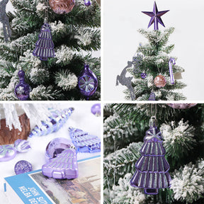 88 Pcs Christmas Balls Ornaments with Hang Rope Home Party Decor-Purple