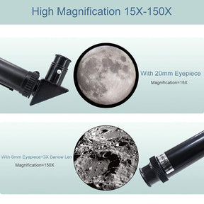 Telescope 70mm Aperture Refractor (15X-150X) with Remote for Adults & Kids-White