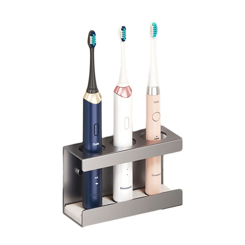 Wall Mounted Electric Toothbrush Holder 3 Slots with Diatomite Dish-Grey