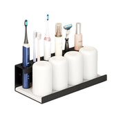 Electric Toothbrush Holder Self Adhesive 6 Slots with Diatomite Dish-Black