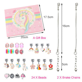 Unicorn Bracelet Making Kit Includes 24 Charms and 2 Chains for Girls