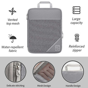 6 Pcs Compression Packing Cubes Expandable Organiser for Travel-Grey