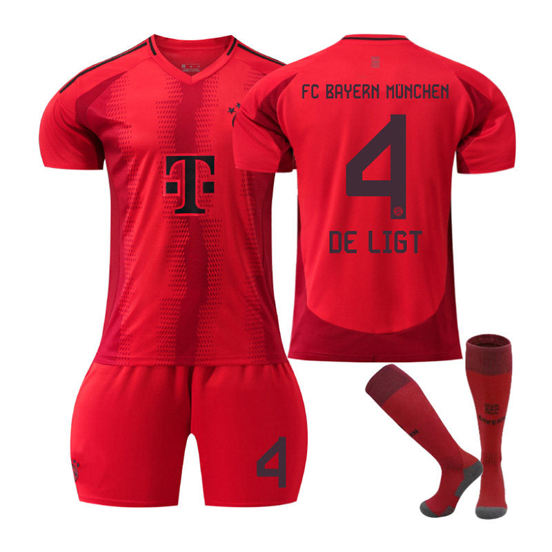 DE LIGT #4 Bayern Club Home Jersey Soccer Jersey Kit Football T-shirt Set for Adult Kids